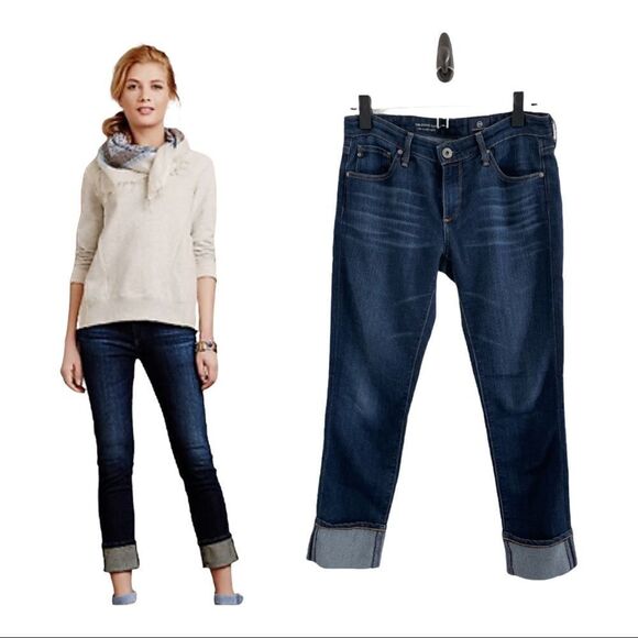 AG Adriano Goldschmied for Anthropologie The Stevie Cuff Slim Straight Jeans 27 - Picture 1 of 8